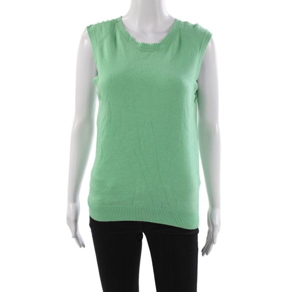 French Connection Womens Green Sleeveless Vest Sweater Rayon Modal Size M